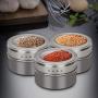 Hot Clear Lid Magnetic Spice Tin Jar Stainless Steel Spice Sauce Storage Container Jars Kitchen Accessories,6Pcs