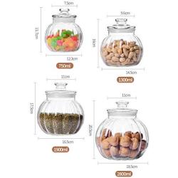 HOUSIYU Candy Jar Glass Fresh-Keeping Sealed Cans, Suitable for Home Kitchen, Dried Fruit, Grain Storage Tank, Bathroom Accessories, Storage Container, 750ml+750ml+1300ml