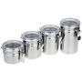 Stainless Steel Coffee Tea Candy Beans Milk Powder Food Sealed Cans Pots Storage Spice Jars with Transparent Covers 4pcs/pack