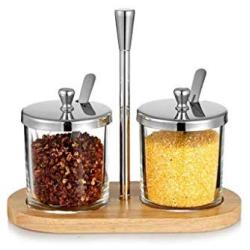 XXDTG Glass Seasoning Jar-seasoning Box, Salt and Sugar Spice Pepper Seasoning Two Jar Set, Kitchen Supplies