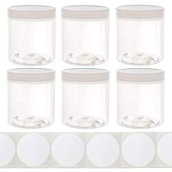 8 0z Jars with Lids Multi-Purpose Clear Empty Wide-Mouth Plastic Storage Containers, 6 packs