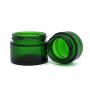 3PCS 30g/1oz Empty Green Round Glass Jars Refillable Cream Container Pot Sample Packing Vials Dispenser with Inner Liner and Black Lids for Eye Face Cream Lotion Eye Shadow (Green)