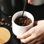 HOUSIYU Food Storage Tanks, Ceramic Classic Biscuit Jars and Wooden Airtight Lids for Coffee, Nuts, Tea, Etc, White,7.5x8cm