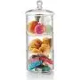 3-Tier Stacking Glass Apothecary Jar/Round Glass Storage Canisters for Kitchen and Bathroom D7XH16.5"
