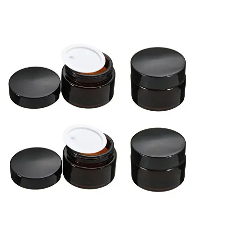 Wresty 4er Set Amber Glas Kosmetikbehälter, Wiederbefüllbar, Kosmetisches Probenbehältnis mit Innenfolie (30g)