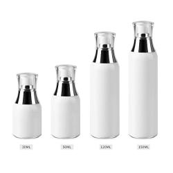 2PCS 120ml Empty Portable White Plastic Airless Pump Bottles Refillable Travel Size Cosmetic Makeup Essential Oil Lotion Cream Facial Cleanser Storage Jar Pot Container