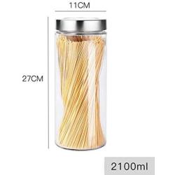 XSWZAQ Sealed cans glass storage tank perspective glass bottle kitchen cereal storage tank tea milk powder cans food storage tank (Size : 2100ml)