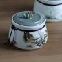 Chinese Style Tea Jar Hand Painted Landscape Pattern Ceramic Seal Flower Tea Cans Seal Canister Tea Caddies Decor Collection,A