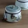 Chinesischer Stil Teelöffel Handbemaltes Landschaftsmuster Keramik Siegelblume Teelöffel Siegelbehälter Teelöffel-Sets Dekoration Kollektion, A