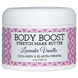 Body Boost Lavender Vanilla Stretch Mark Butter 8 oz.- Treat Stretch Marks and Scars- Pregnancy and Nursing Safe- with Shea Butter