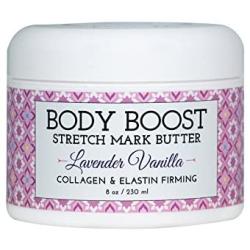 Body Boost Lavender Vanilla Stretch Mark Butter 8 oz.- Treat Stretch Marks and Scars- Pregnancy and Nursing Safe- with Shea Butter