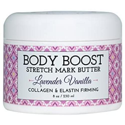 Body Boost Lavendel-Vanille Dehnungscreme 8 oz. – Dehnungsstellen und Narben behandeln – Sicherheit für Schwangerschaft und Stillzeit – Mit Sheabutter