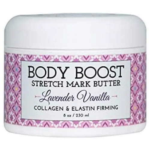 Body Boost Lavender Vanilla Stretch Mark Butter 8 oz.- Treat Stretch Marks and Scars- Pregnancy and Nursing Safe- with Shea Butter