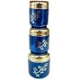 Rastogi Handicrafts Set of 3 Window Kitchen Canister, Stainless Steel (Blue Leaf Design)