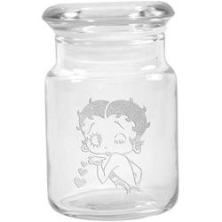 Clear Glass Herb Stash Jar with Lid 4.5 oz with Betty Boop Logo from Smoke Promos