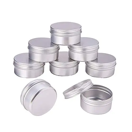 10er Silberner 15ml/0.5oz Mehrzweck Leerer Füllbarer Schraubdeckel Aluminiumboxen Runder Lippenpflegecreme Töpfe Kosmetikbehälter Süßigkeiten Teepfannentöpfe Behälter für Artikelaufbewahrung