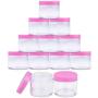 Beauticom 60 Grams/60 ML (2 Oz) Round Clear Leak Proof Plastic Container Jars with Pink Lids for Travel Storage Makeup Cosmetic Lotion Scrubs Creams Oils Salves Ointments (36 Jars)