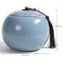 Wahdawn Porcelain Tea Jar with Airtight Lid, 8.8 Ounces(250g) Ceramic Container Coffee Canister Sugar Caddy Pot, Kitchen Storage Organizer Traditional Decor Collection,Business Craft Gift (Blue)