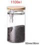 lzndeal Storage Jar Glass Storage Jar with Airtight Seal Bamboo Lid Snap-Fit Glass Canister