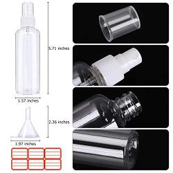 VEGOLS Clear Spray Bottles, 6 Pack 3.4 Oz (100 ML) Small Spray Bottle for Cleaning Solutions, Essential Oils, Travel and Daily Life- Clear