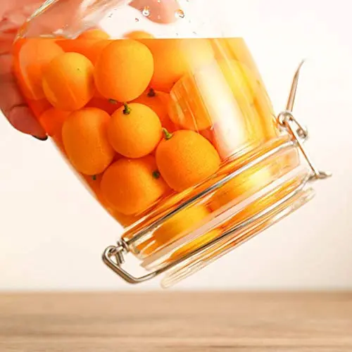 TOPBATHY 1 Pc Clear Square Glass Seal Pot Storage Container with Stainless Steel Buckle for Sealing Storaging TOPBATHY 1 Pc Clear Square Glass Seal Pot Storage Container with Stainless Steel Buckle for Sealing Storaging