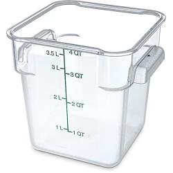 Carlisle 1072107 StorPlus Stackable Square Food Storage Container, 4 Quart Capacity, Clear (Pack of 6)