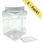 Contenants carrés multi-usages 1/2 ou 1/2 Gallon 64 oz avec couvercles | Boîtes en plastique avec couvercles étanches | Idéales pour le congélateur, le stockage de nourriture et de fournitures | Sans BPA | Pack de 3