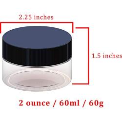 2oz Containers with Lids - Slime Containers, Empty 2 oz Jars 60G/60ml- Travel Cosmetic Containers w/Lids- Clear 2 Ounce Makeup Sample Container, Cream, Lotion, Liquid - BPA Free (6 Pack)