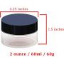 2oz Containers with Lids - Slime Containers, Empty 2 oz Jars 60G/60ml- Travel Cosmetic Containers w/Lids- Clear 2 Ounce Makeup Sample Container, Cream, Lotion, Liquid - BPA Free (12 Pack)