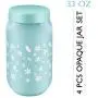 Opaque Glass Jar w Plastic Airtight Lid Dishwasher Safe Decorative Storage 4 Pcs 33 Oz