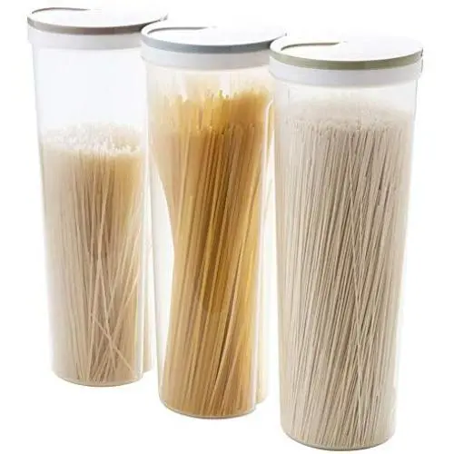 Contenants alimentaires étanches en plastique avec couvercle cylindrique rond long, contenants de stockage de céréales, réservoir de stockage de pâtes, gain de place, durables, esthétiques, bleu Contenants alimentaires étanches en plastique avec couvercle cylindrique rond long, contenants de stockage de céréales, réservoir de stockage de pâtes, gain de place, durables, esthétiques, bleu