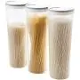 Contenants alimentaires étanches en plastique avec couvercle cylindrique rond long, contenants de stockage de céréales, réservoir de stockage de pâtes, gain de place, durables, esthétiques, bleu Contenants alimentaires étanches en plastique avec couvercle cylindrique rond long, contenants de stockage de céréales, réservoir de stockage de pâtes, gain de place, durables, esthétiques, bleu