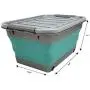 Homz Store N Stow(TM) 17 Gallon Quetschebehälter mit Rädern, Grau und Türkis-Basis mit Klarsichtdeckel, Klappbarer Lagerkasten, (Set von 4)