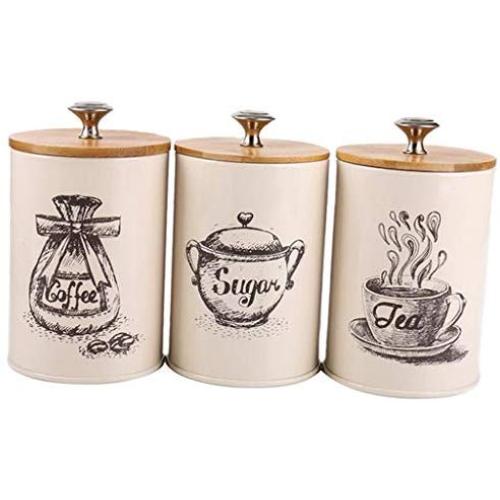 SM SunniMix Metal Canisters Set Dry Food Storage Container for kitchen Counter, Tea Sugar Coffee Canister