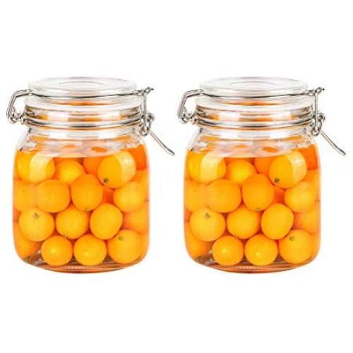 UPKOCH 2Pcs 1000ml Glass Sealed Food Jars Food Storage Canister Container for Dry Food Honey Cereals