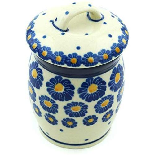 Polish Pottery Jar with Lid 4-inch