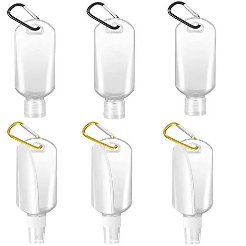 Empty Keychain Bottles, Portable Travel Plastic Bottles, Leakproof Refillable Containers, 50ml/1.6oz with 3 Spray Heads&3 Flip Cap Squeeze Heads