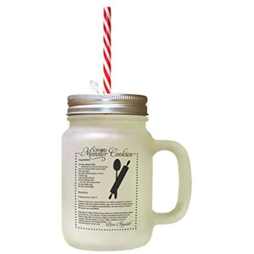 Black Soft Baked Monster Cookies Kitchen Recipe Frosted Glass Mason Jar With Straw