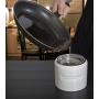 Ceramic Grease Container Keeper with Metal Stainless Steel Strainer and Lip for Easy Pour (Ivory)