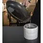 Ceramic Grease Container Keeper with Metal Stainless Steel Strainer and Lip for Easy Pour (Ivory)