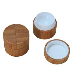 3PCS 5ML/5g/0.17oz Empty Refillable Eco Bamboo Cover PP Inner Cream Jars Cosmetic Containers Holders Bottles Vials Sample Storage With Screw Cap for Cosmetic Lip Balm Creams ointment Eye Shadow