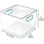 mDesign Kunststoff Lebensmittel-Aufbewahrungsbehälter mit Griffen für Küche, Speisekammer, Schrank, Kühlschrank/Gefrierschrank – Würbeschale für Snacks, Obst, Gemüse, Nudeln – BPA-frei, lebensmittelecht – 4er-Set, Klar/Blau