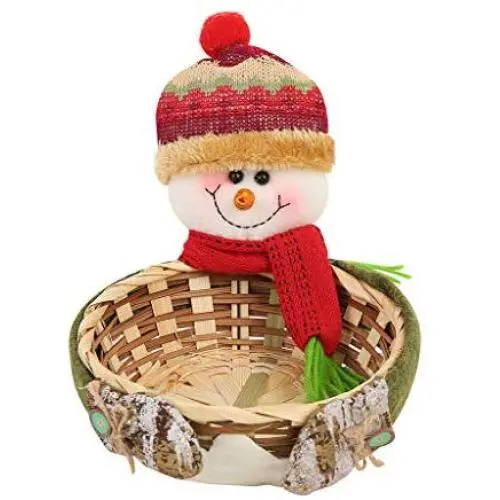 Weihnachts-Süßigkeitenkorb, Weihnachtsparty-Dekoration, Santa Claus Korb, Geschenkehalter, Tischdeko für Zuhause und Küche (S, Schneemann)