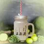 Green Live. Love. Cook Frosted Glass Mason Jar With Straw Green Live. Love. Cook Frosted Glass Mason Jar With Straw