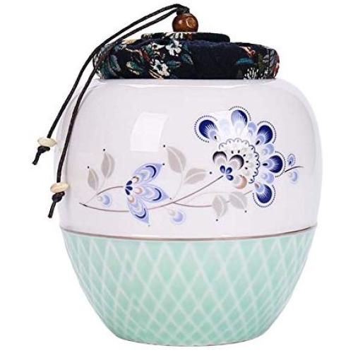 Ceramic Tea Storage Container Kitchen Storage Canister Jar for Candy Coffee - 11 x 14 cm/4.3 x 5.5 inches - 35