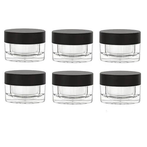 Nakpunar 6 pcs 1 oz Acrylic Plastic Jar with Airtight Black Matte Lid and Liner Nakpunar 6 pcs 1 oz Acrylic Plastic Jar with Airtight Black Matte Lid and Liner