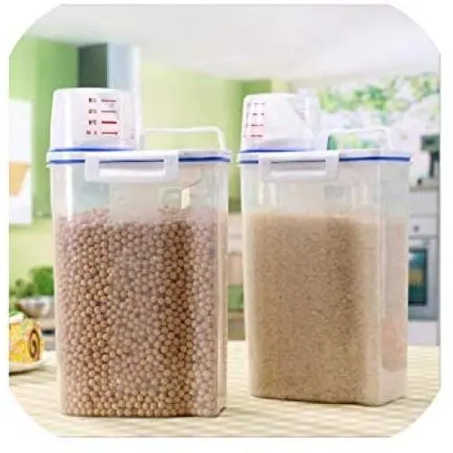 Kitchen Storage Organizer 2Kgs Grain Storage Container Rice Box Cereal Bean Container Sealed Box With Measuring Cup