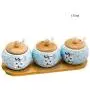 TNKML Ceramic Cruet Set Seasoning Rack And Seasoning Jar Seasoning Pepper Bottle Storage Box Pepper Salt Container And Spoon Spice Container Light Green