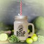 Black Pop Bir Your Own Popcorn Frosted Glass Mason Jar With Straw