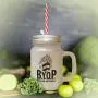Green Pop Bir Your Own Popcorn Frosted Glass Mason Jar With Straw